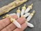 40mm Gold Tone Natural White Jade Double Terminated Bullet Pendant